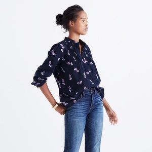 Madewell Pintuck Popover Shirt in Pansy Bouquet